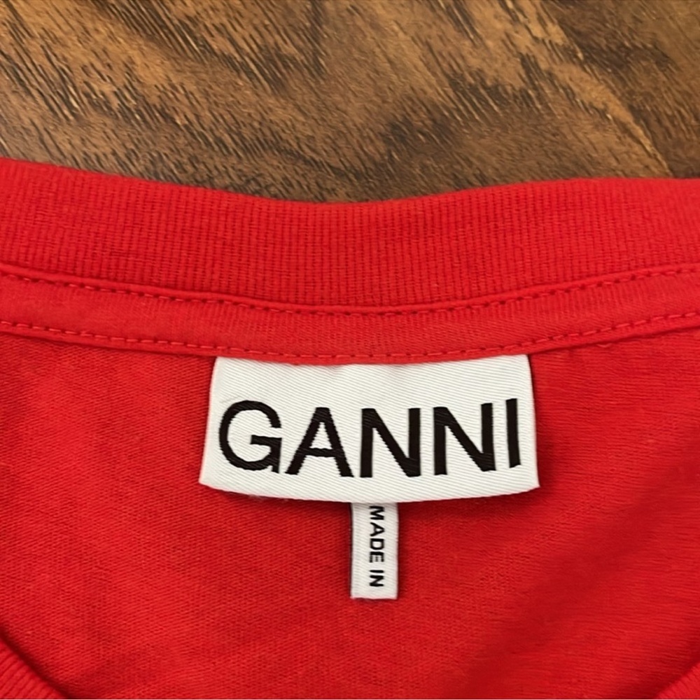 Ganni Red Short Sleeve Tee - Picture 5 of 11